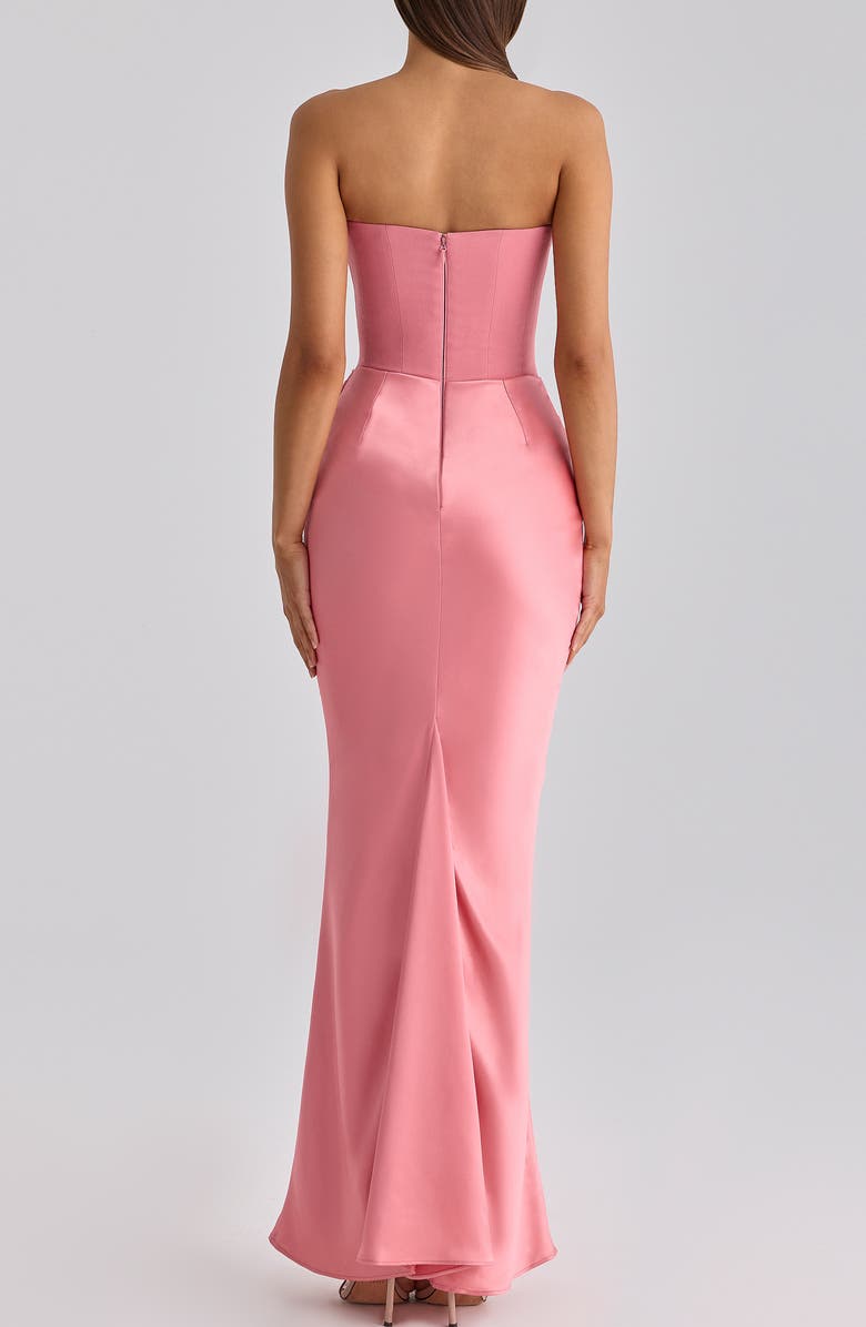 HOUSE OF CB Persephone Strapless Corset Satin & Stretch Crepe Mermaid Gown, Alternate, color, Raspberry