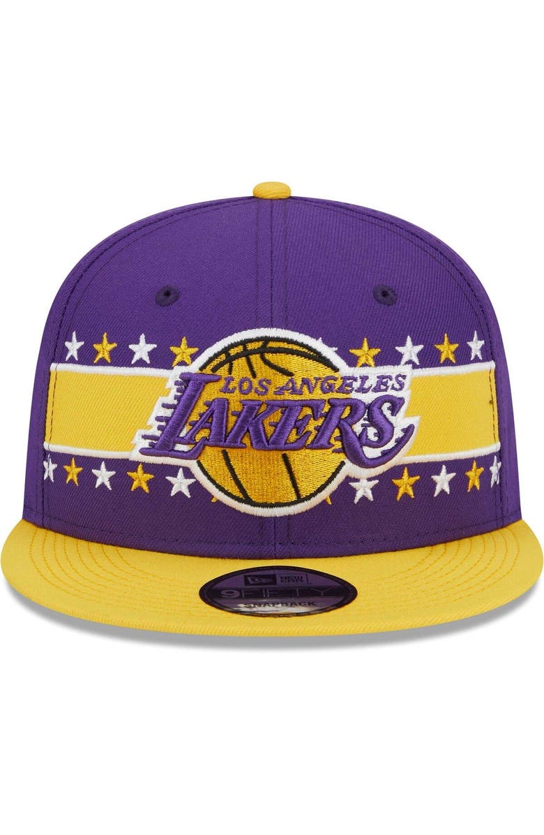 New Era Men's New Era Purple Los Angeles Lakers Banded Stars 9FIFTY Snapback Hat, Alternate, color, 