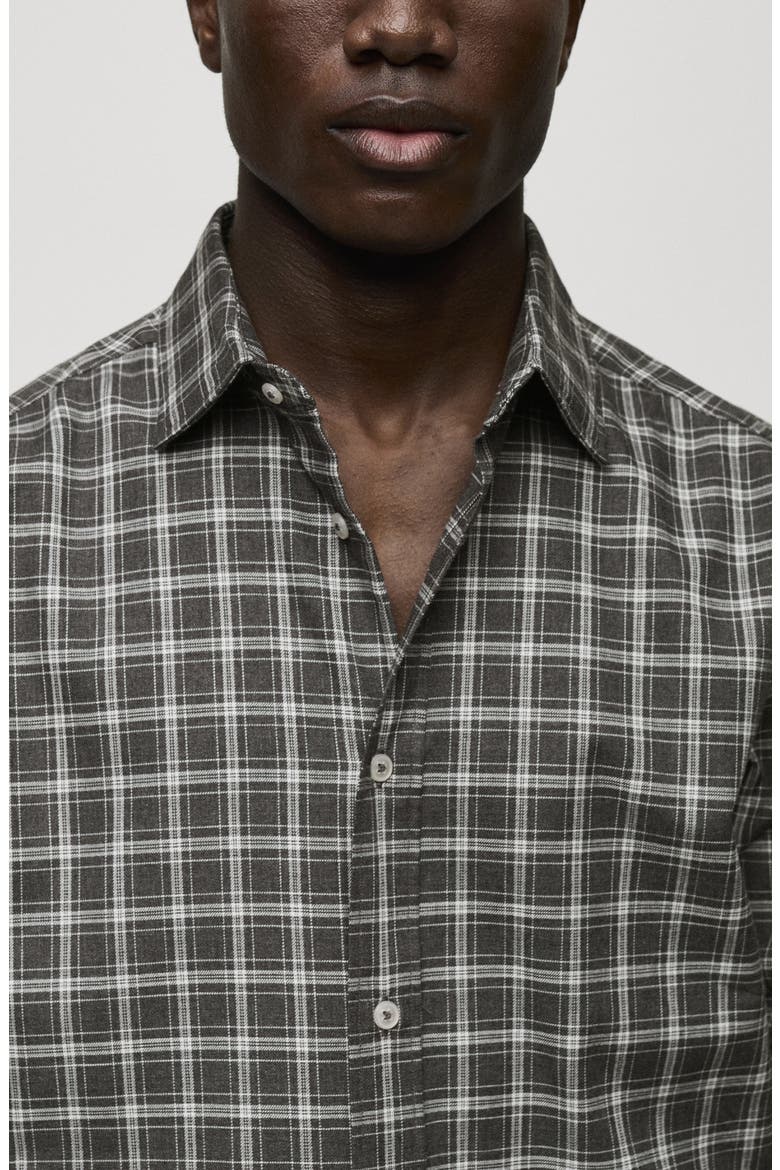 Regular Fit Plaid Cotton Button-Up Shirt, Alternate, color, GREY