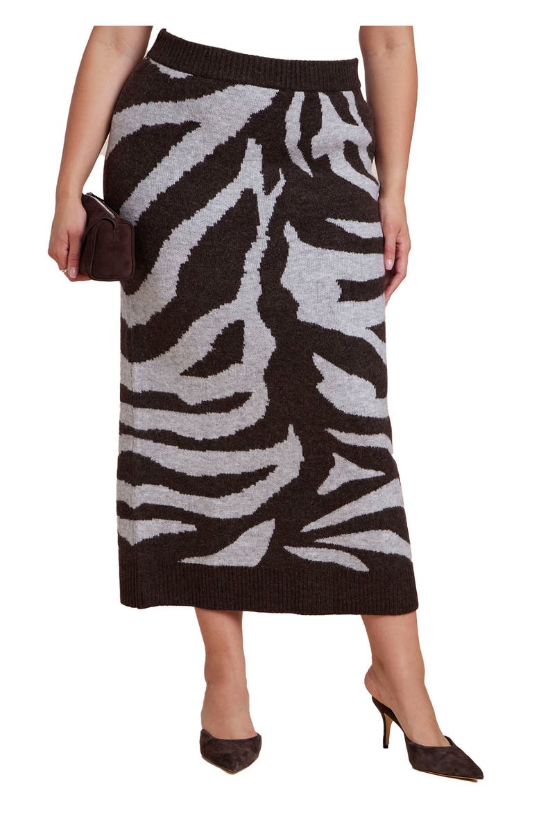 ELOQUII Intarsia Maxi Skirt, Main, color, Zebra Love Brown