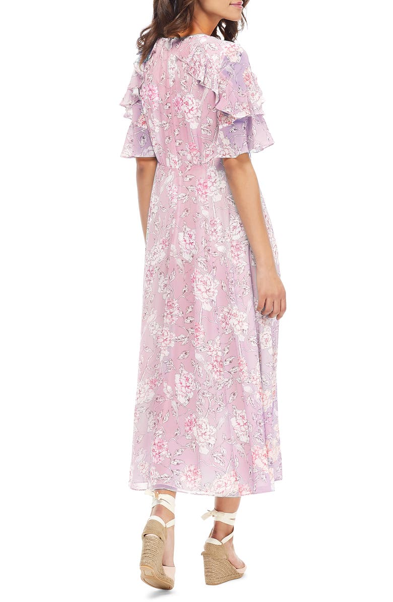 Gal Meets Glam Collection Shelby Tie Neck Ruffle Maxi Dress, Alternate, color, 