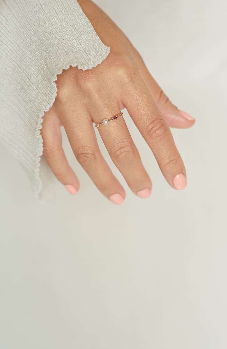 Poppy Finch Cultured Pearl, Ruby & Diamond Ring, Alternate, color,
