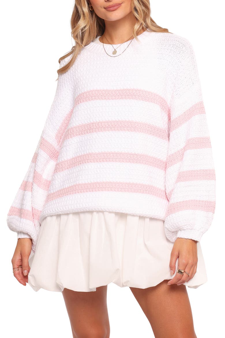 Darcey Oversize Stripe Sweater, Main, color, PINK STRIPE