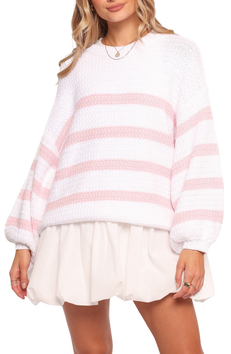 Petal & Pup Darcey Oversize Stripe Sweater, Main, color, Pink Stripe