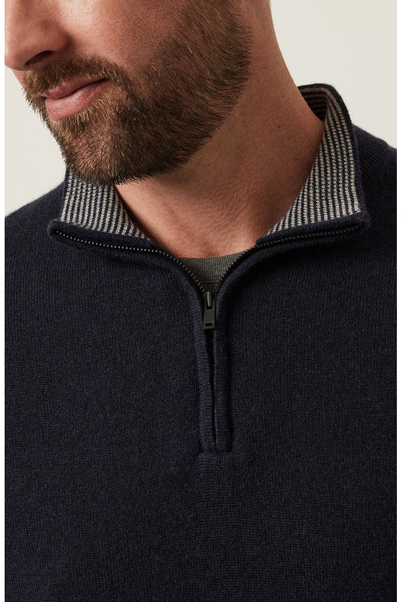 Cashmere, Silk & Wool Quarter Zip Sweater, Alternate, color, DARK NAVY