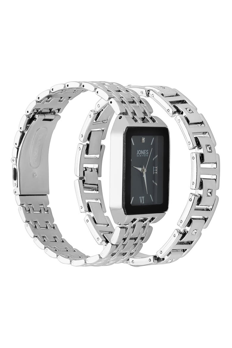 Three-Hand Quartz Mesh Strap Watch & ID Bracelet Set, Alternate, color, SILVER