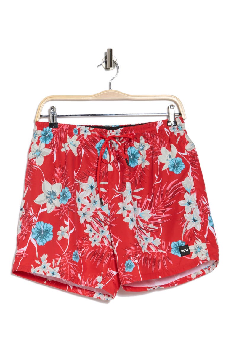 Piranha Recycled Polyester Swim Trunks, Alternate, color, BRIGHT RED