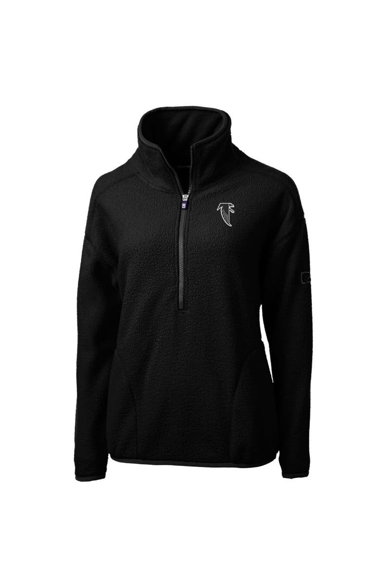 Women's Cutter & Buck Black Atlanta Falcons Throwback Logo Cascade Eco Sherpa Fleece Half-Zip Pullover Jacket, Alternate, color, Black