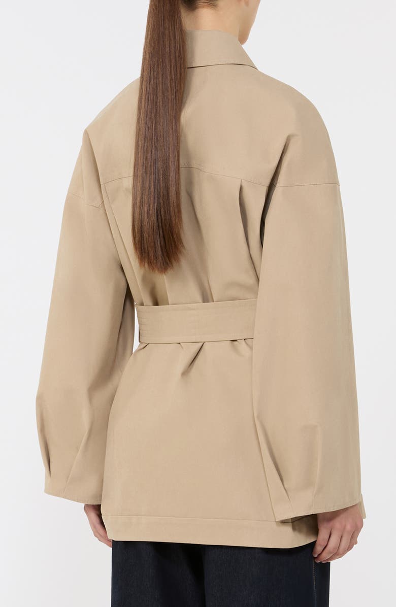 MM by Max Mara Rafia Waterproof Cotton Blend Belted Trench Coat, Alternate, color, Beige