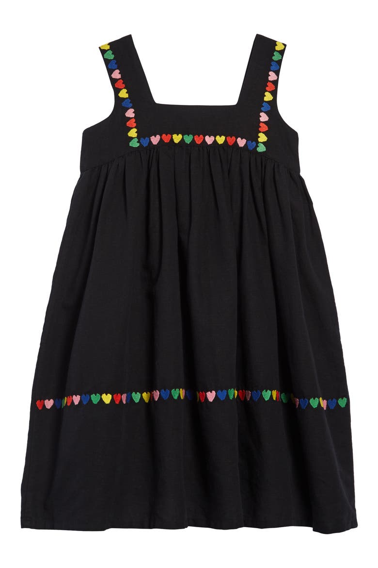 Stella McCartney Heart Embroidered Dress, Alternate, color, BLACK