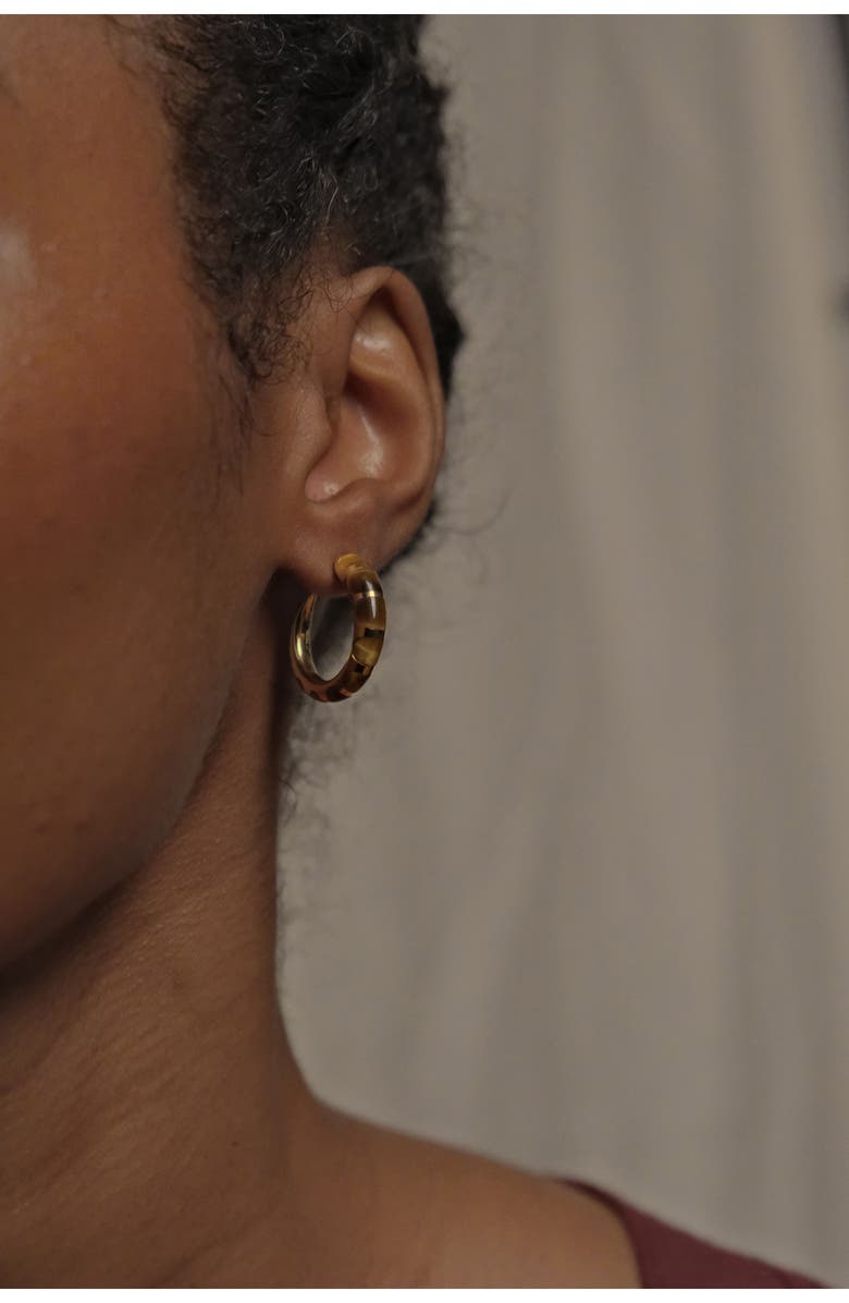 Khiry Tiny Khartoum Tiger's Eye & Vermeil Hoop Earrings, Alternate, color, 