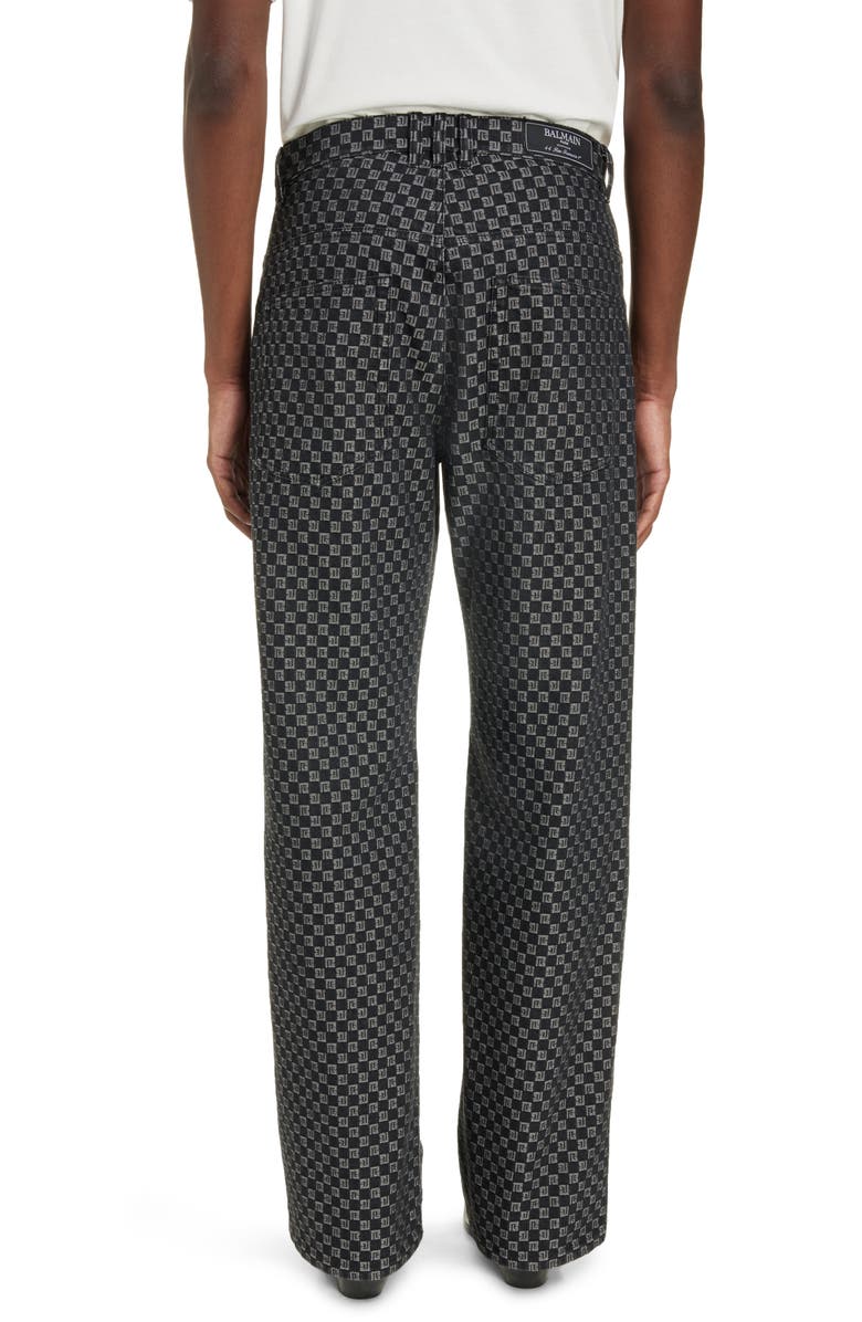 Balmain Loose Fit Mini Monogram Nonstretch Jeans, Alternate, color, 