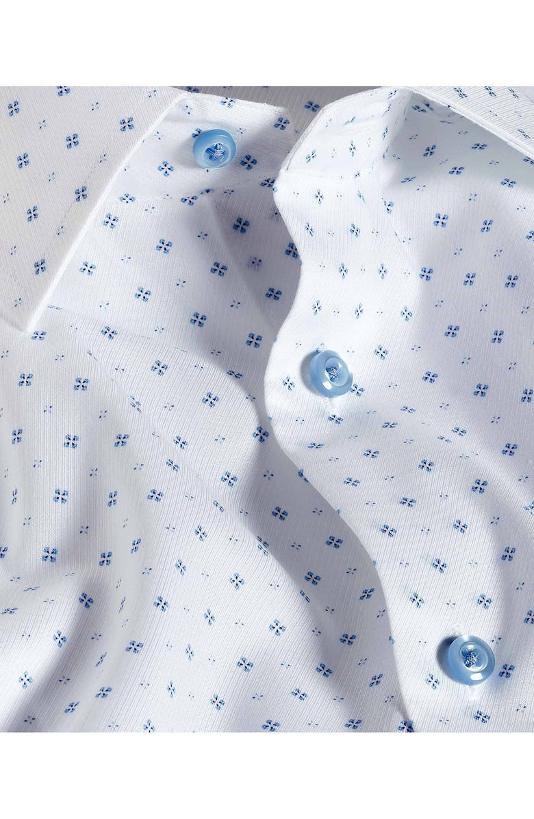 David Donahue Regular Fit Neat Cotton Dobby Dress Shirt, Alternate, color, White/ Blue
