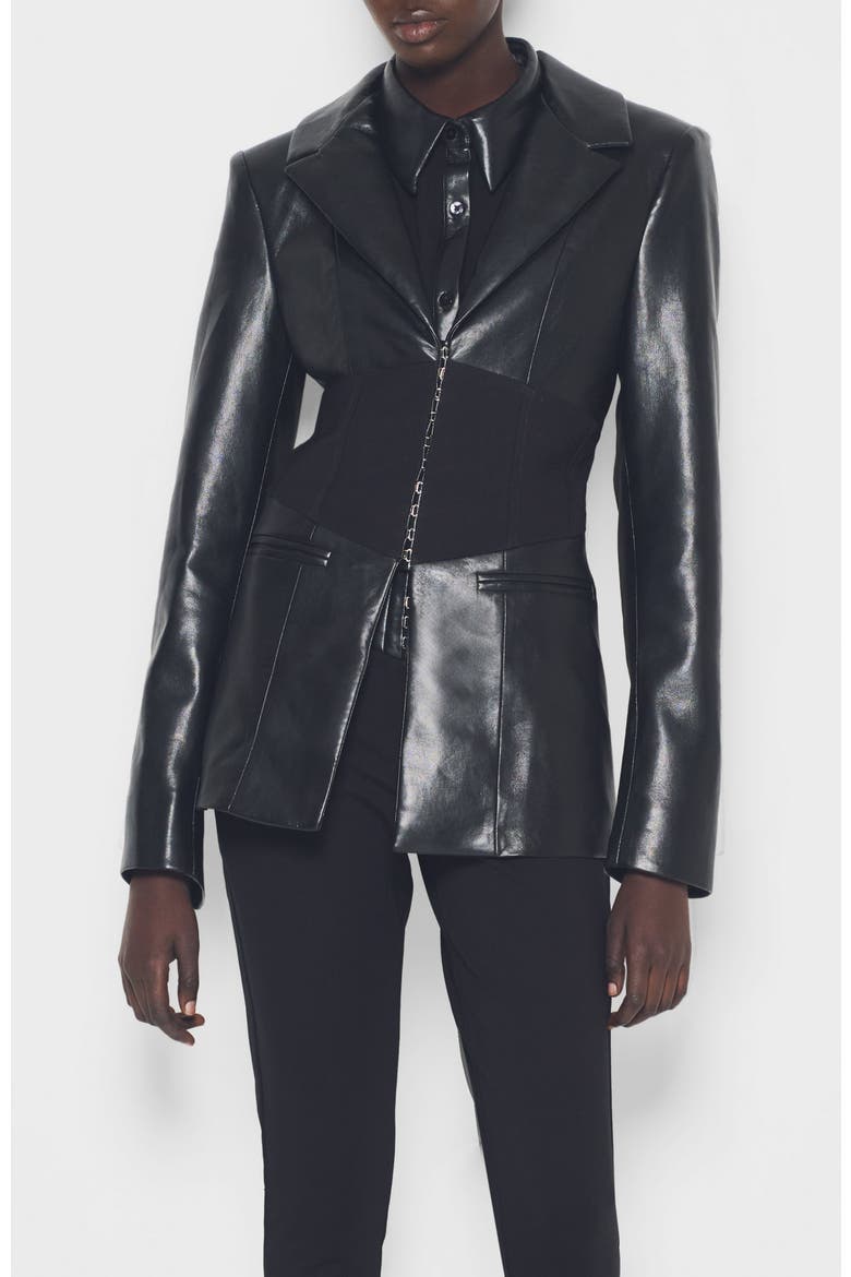 Amour Recycled Leather Blazer, Main, color, Black
