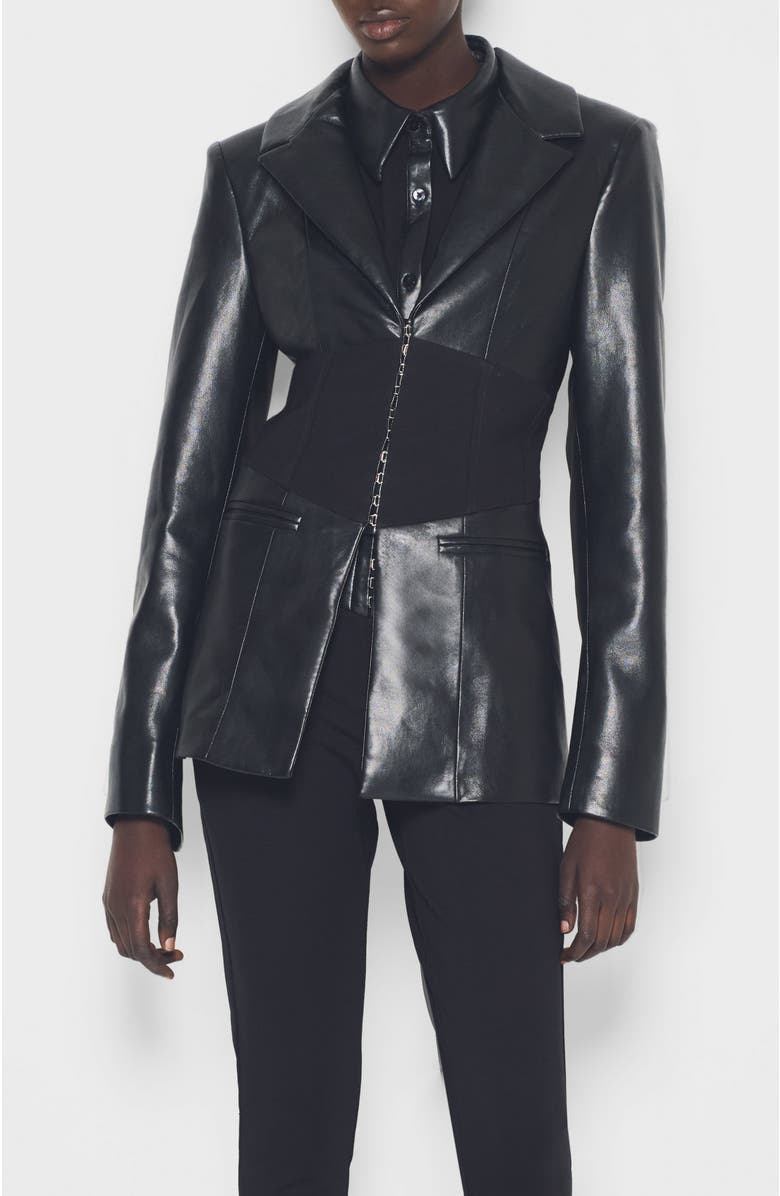 AS by DF Amour Recycled Leather Blazer, Main, color, Black