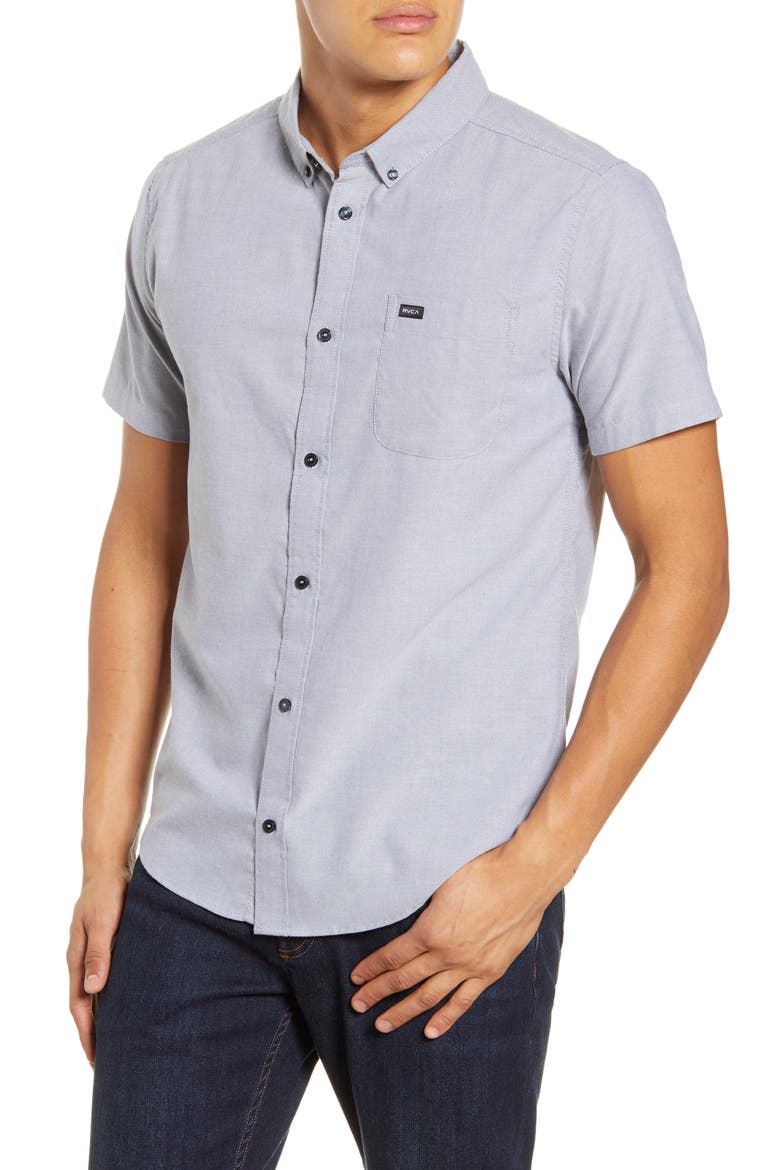 That'll Do Solid Short Sleeve Button-Down Shirt, Main, color, PAVEMENT