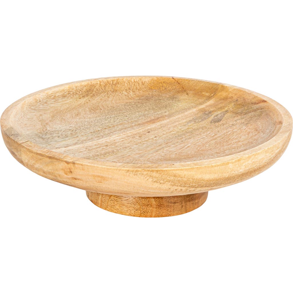 Storied Home Round Natural Mango Wood Footed Bowl Cake Stand In Brown