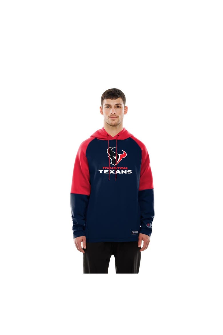 Men's New Era  Navy Houston Texans Combine Authentic Color Block Raglan Pullover Hoodie, Alternate, color, Navy