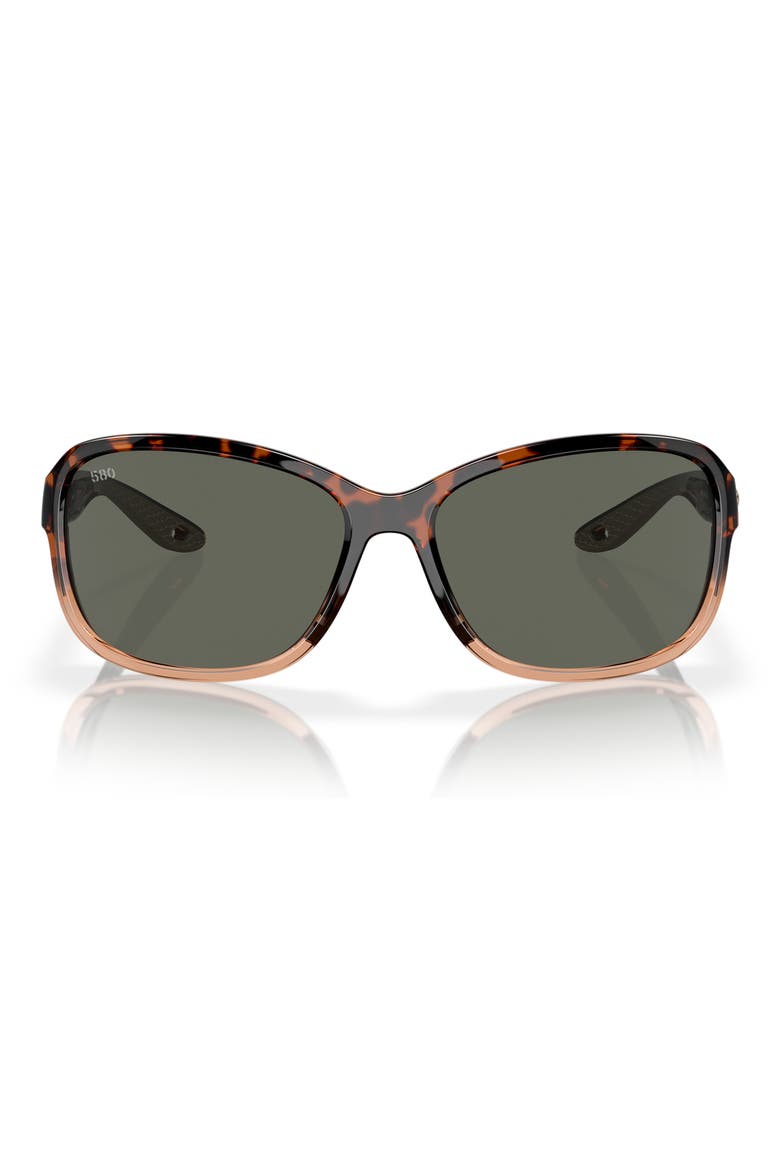 Seadrift 58mm Polarized Square Sunglasses, Main, color, TORTOISE