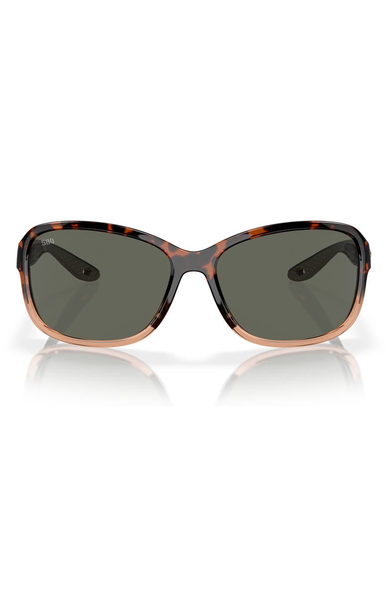 Costa Del Mar Seadrift 60mm Polarized Square Sunglasses, Main, color, Grey Tort