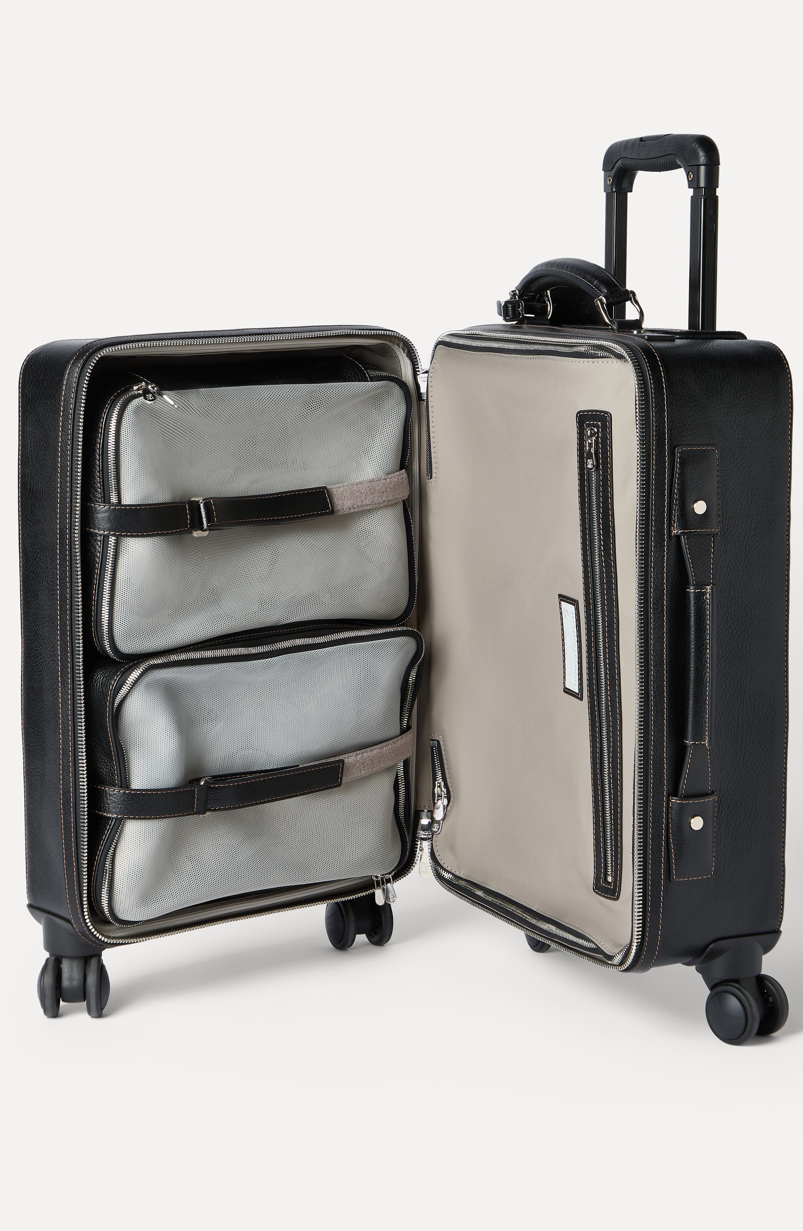 Brunello Cucinelli Grained calfskin suitcase, Alternate, color, Black