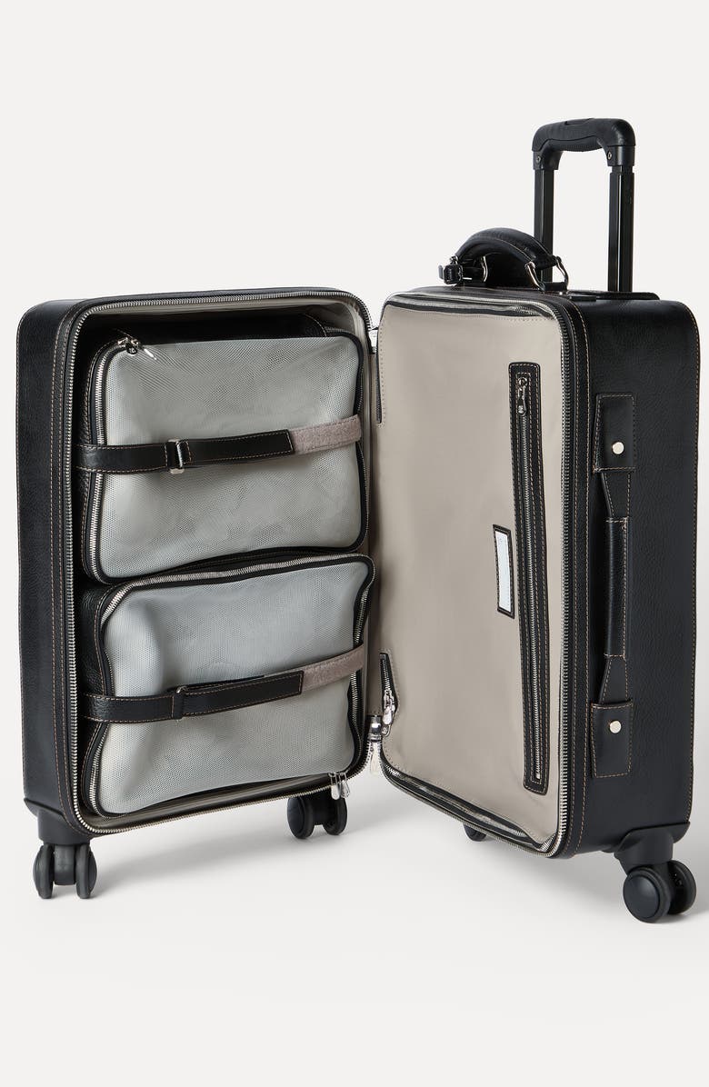 Brunello Cucinelli Grained calfskin suitcase, Alternate, color, Black