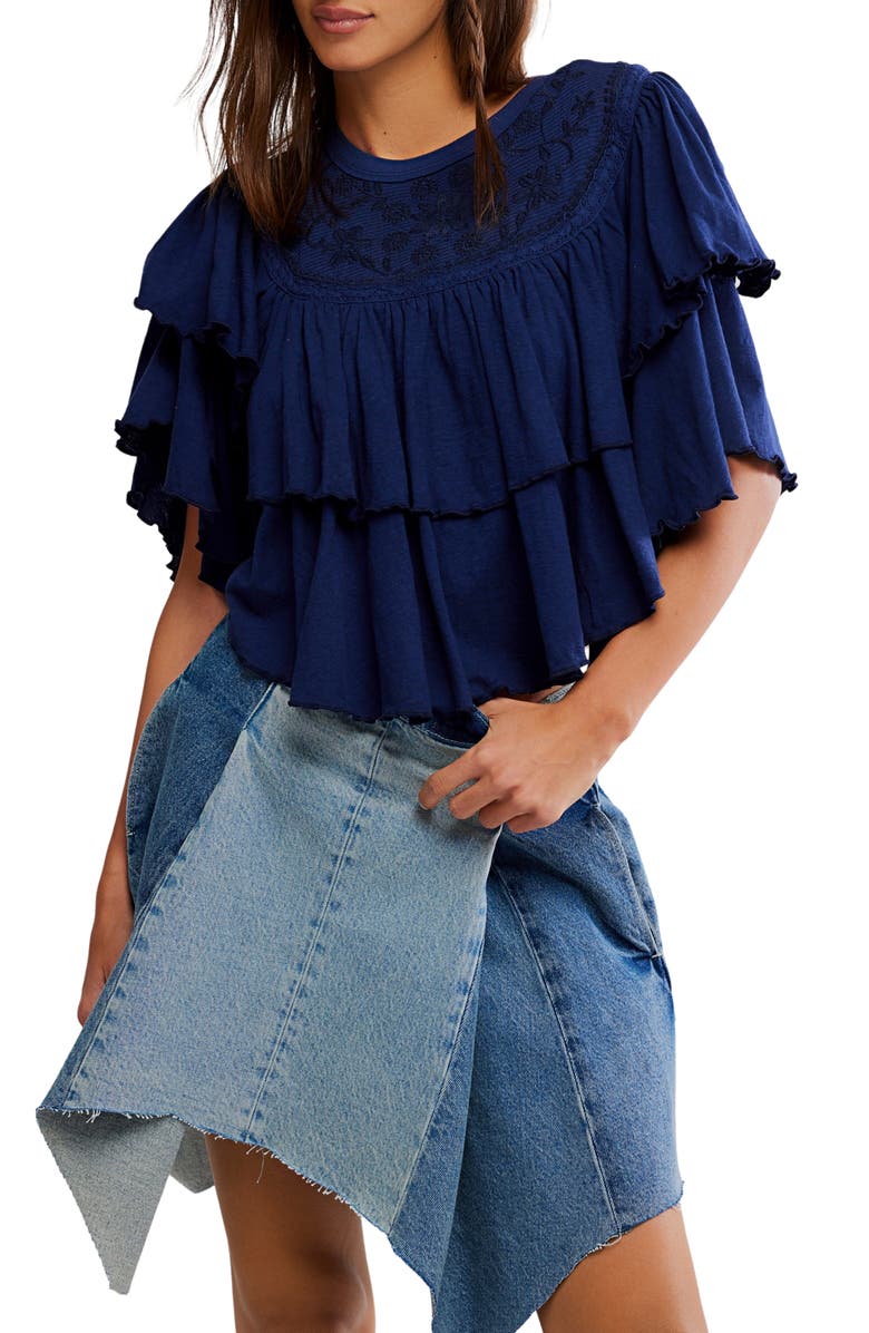 Free People Rose Party T-Shirt, Main, color, Peacoat