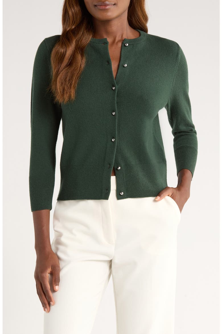 Wool & Cashmere Blend Cardigan, Main, color, FOREST