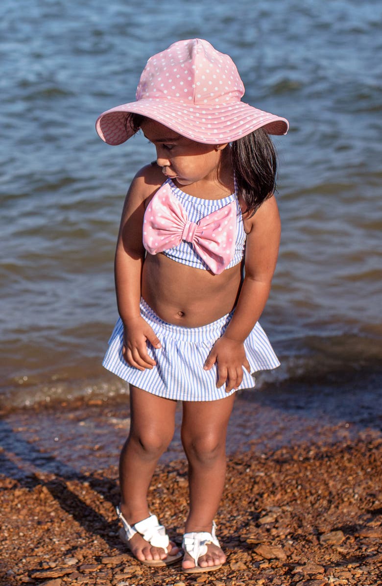 RuffleButts Two-Piece Swimsuit & Hat Set, Alternate, color,