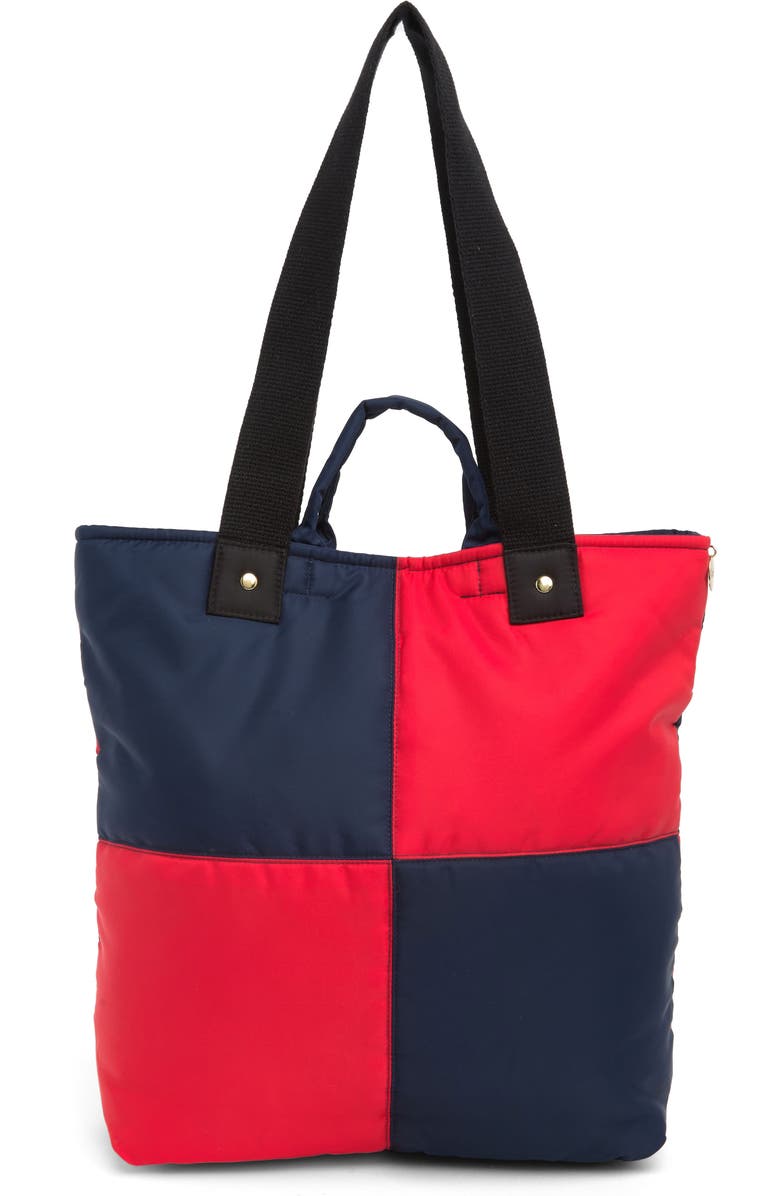 Clare V. Annie Nylon Colorblock Tote Bag, Main, color,