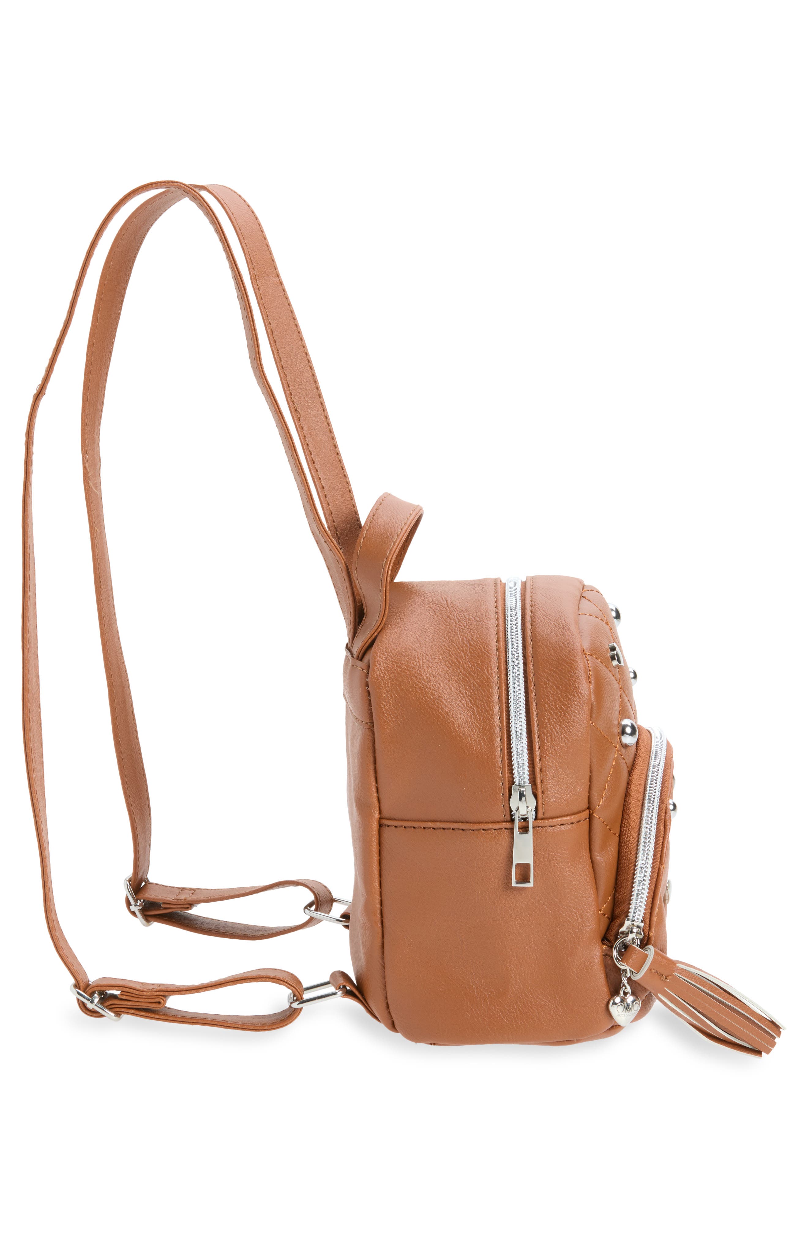 Studded Micro Mini Backpack, Alternate, color, COGNAC