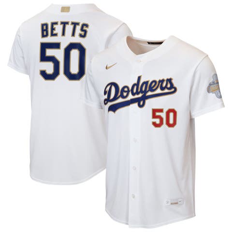 Youth Nike Mookie Betts White Los Angeles Dodgers 2026 Gold Collection Home Replica Jersey