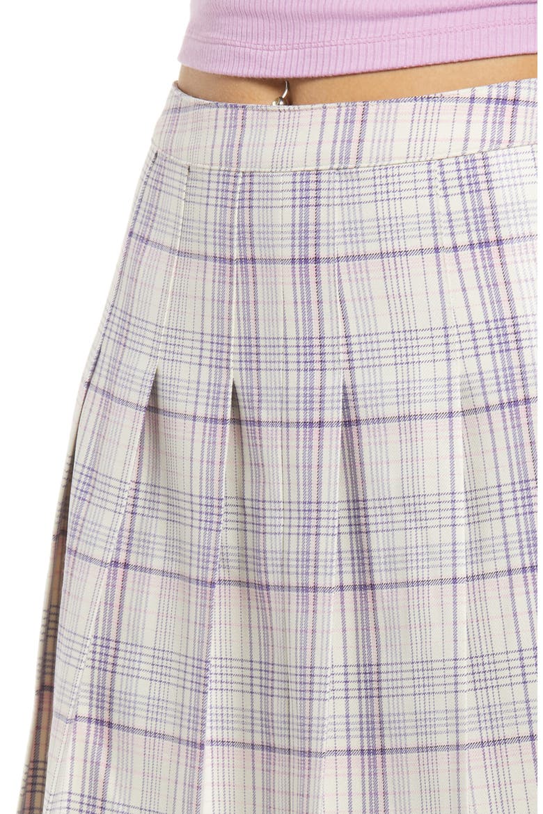 Pleated Miniskirt, Alternate, color, IVORY- PURPLE VERONIKA PLAID