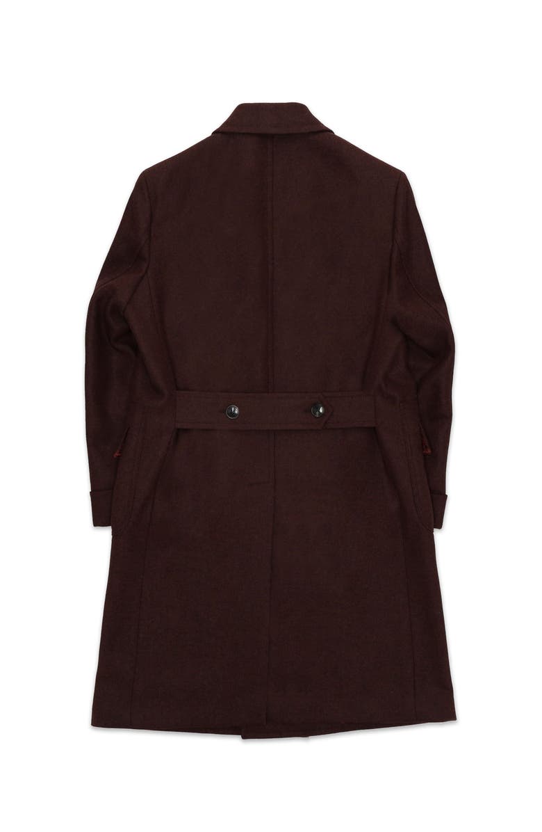 Fortela Classic Double Breasted Wool Coat, Alternate, color, Burgundy