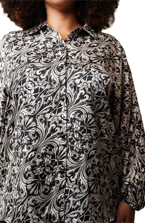 Cyrus Floral Button-up Shirt In Black