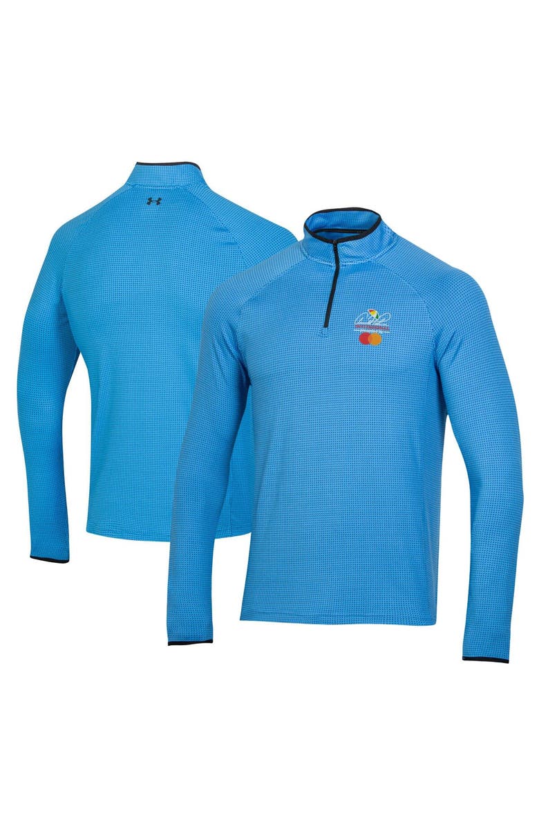 Under Armour Men's Under Armour Blue Arnold Palmer Invitational T2 Green Half Moons Print Quarter-Zip Pullover Top, Main, color, Blue