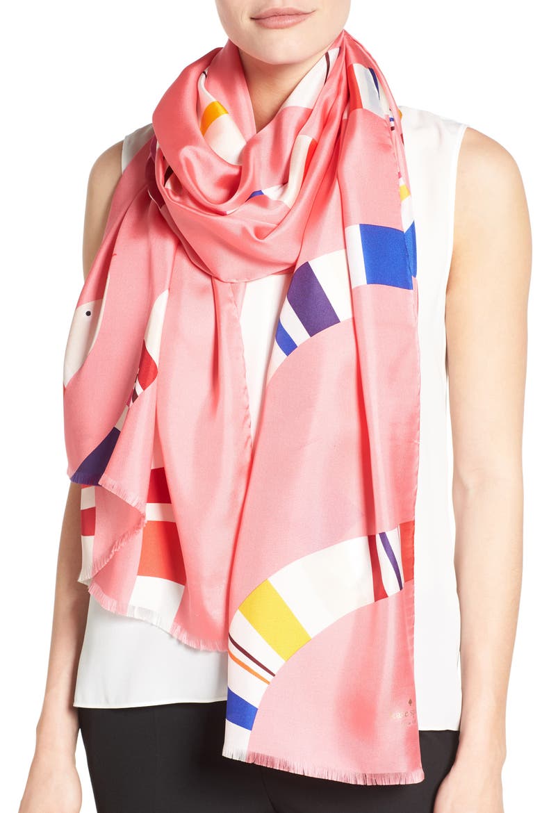snake print silk scarf, Main, color, BERBER PINK