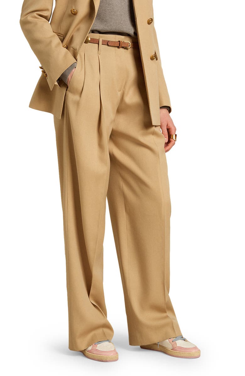 Golden Goose Hollywood Waist Virgin Wool Gabardine Wide Leg Pants, Alternate, color, 