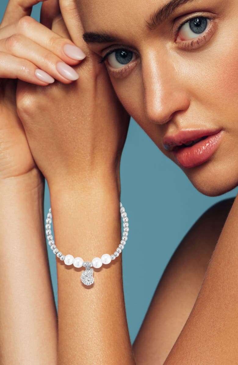 GLAZE JEWELRY Shell Charm Beaded Slider Bracelet, Alternate, color, Silver