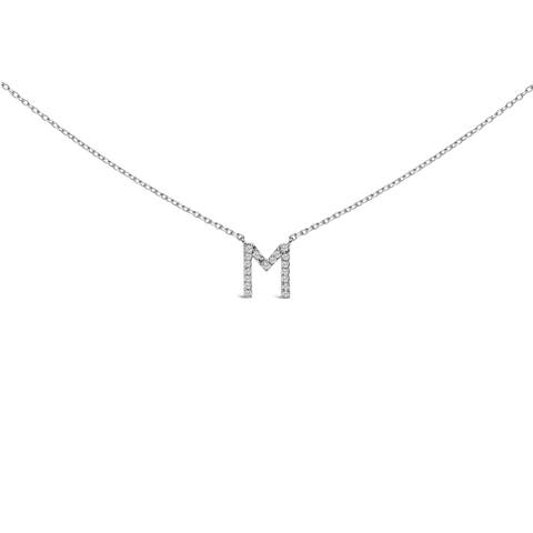 10K White Gold Diamond Accent "A-Z" Block Initial Pendant Necklace