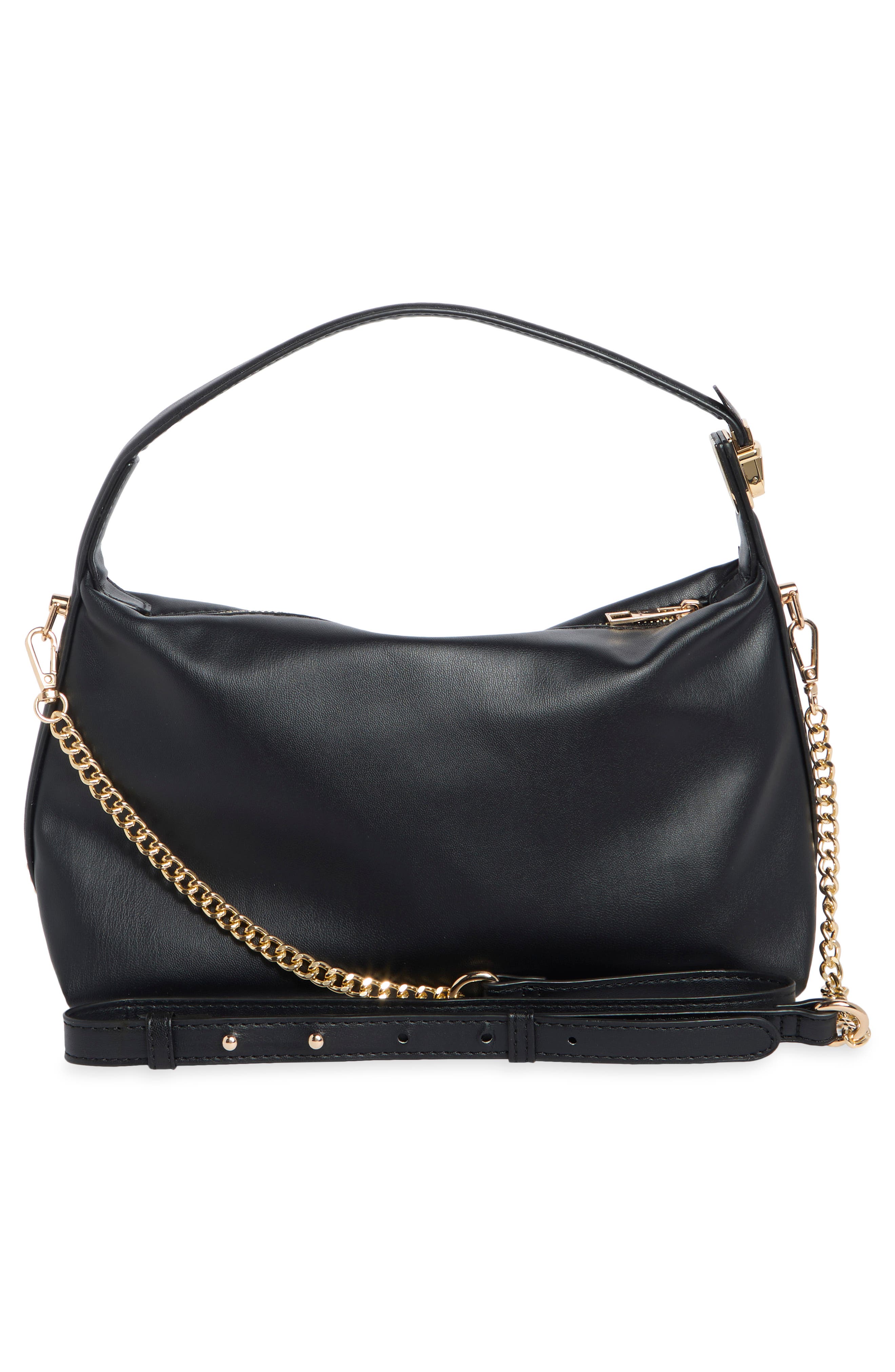 Faux Leather Top Handle Shoulder Bag, Alternate, color, BLACK