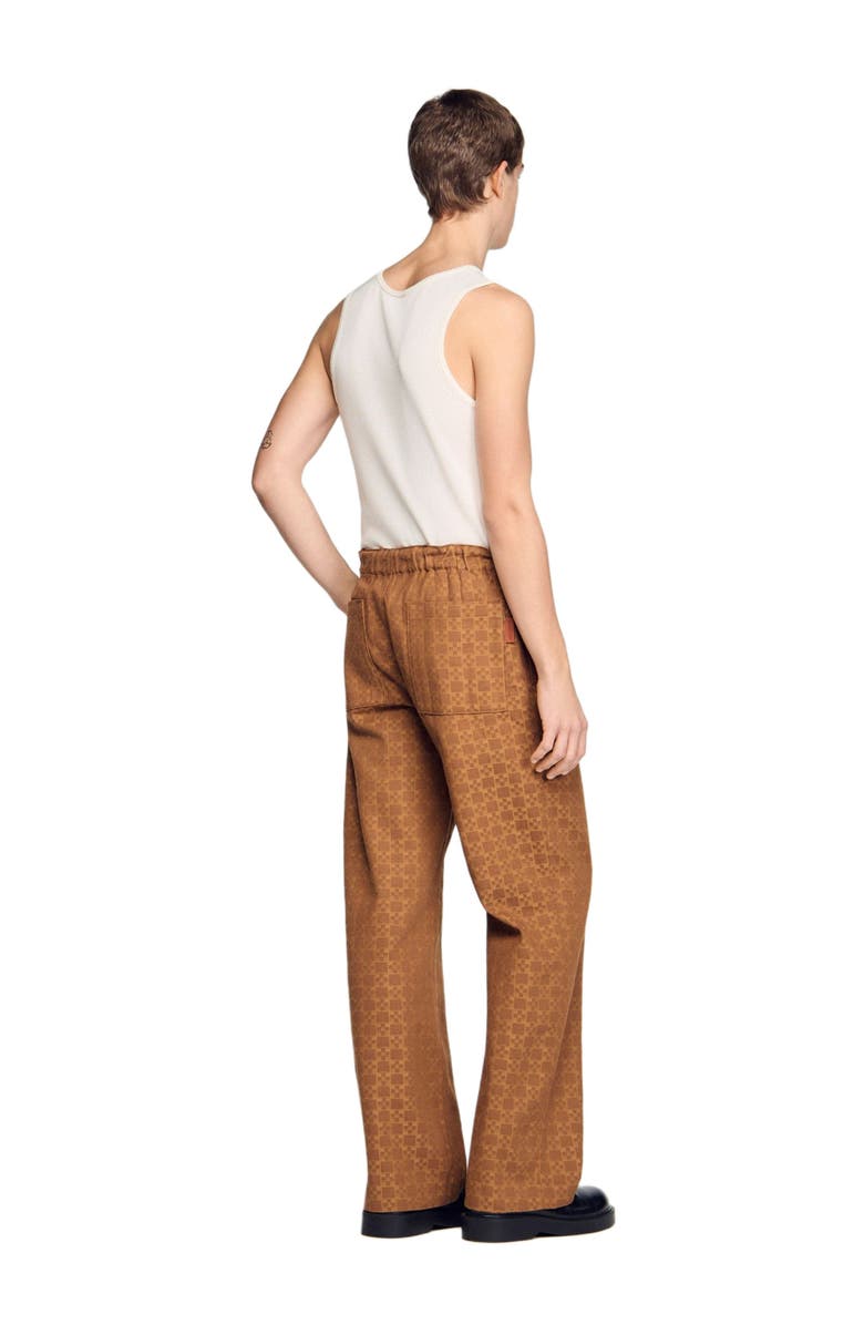 SANDRO Wide-leg jacquard SquareCross jeans, Alternate, color, Camel