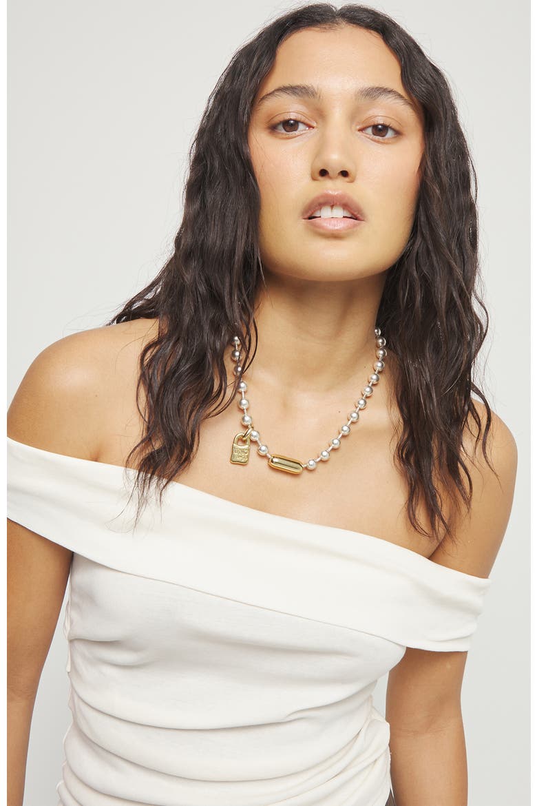 Sterling Silver Plated Ball Necklace, Alternate, color, Silver and Gold