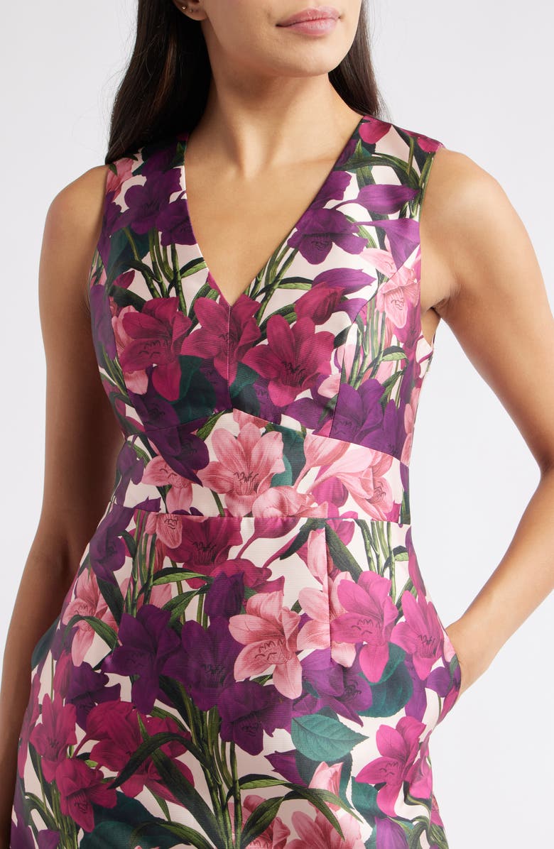 Sachin & Babi Rori Floral Sleeveless Mikado Gown, Alternate, color, Casa Blanca Lillies
