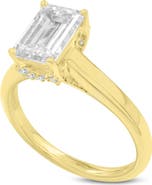 LuvMyJewelry Narine 14K Yellow Gold Emerald Cut Lab Grown Diamond Hidden Halo Engagement Ring - 2.15 Ct