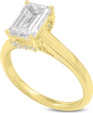 LuvMyJewelry Narine 14K Yellow Gold Emerald Cut Lab Grown Diamond Hidden Halo Engagement Ring - 2.15 Ct
