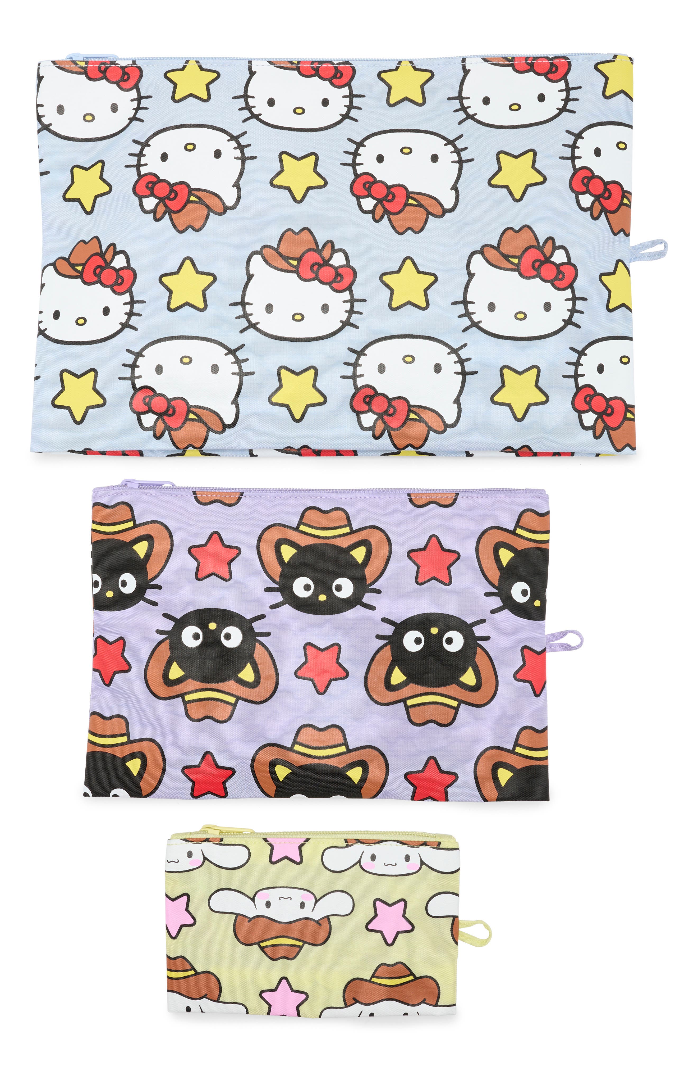 Go 3-Piece Pouch Set, Main, color, HELLO KITTY FRIENDS WESTERN