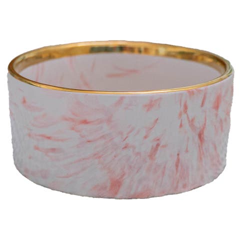 Marble Dog Bowl Blush Pink & Gold Accent
