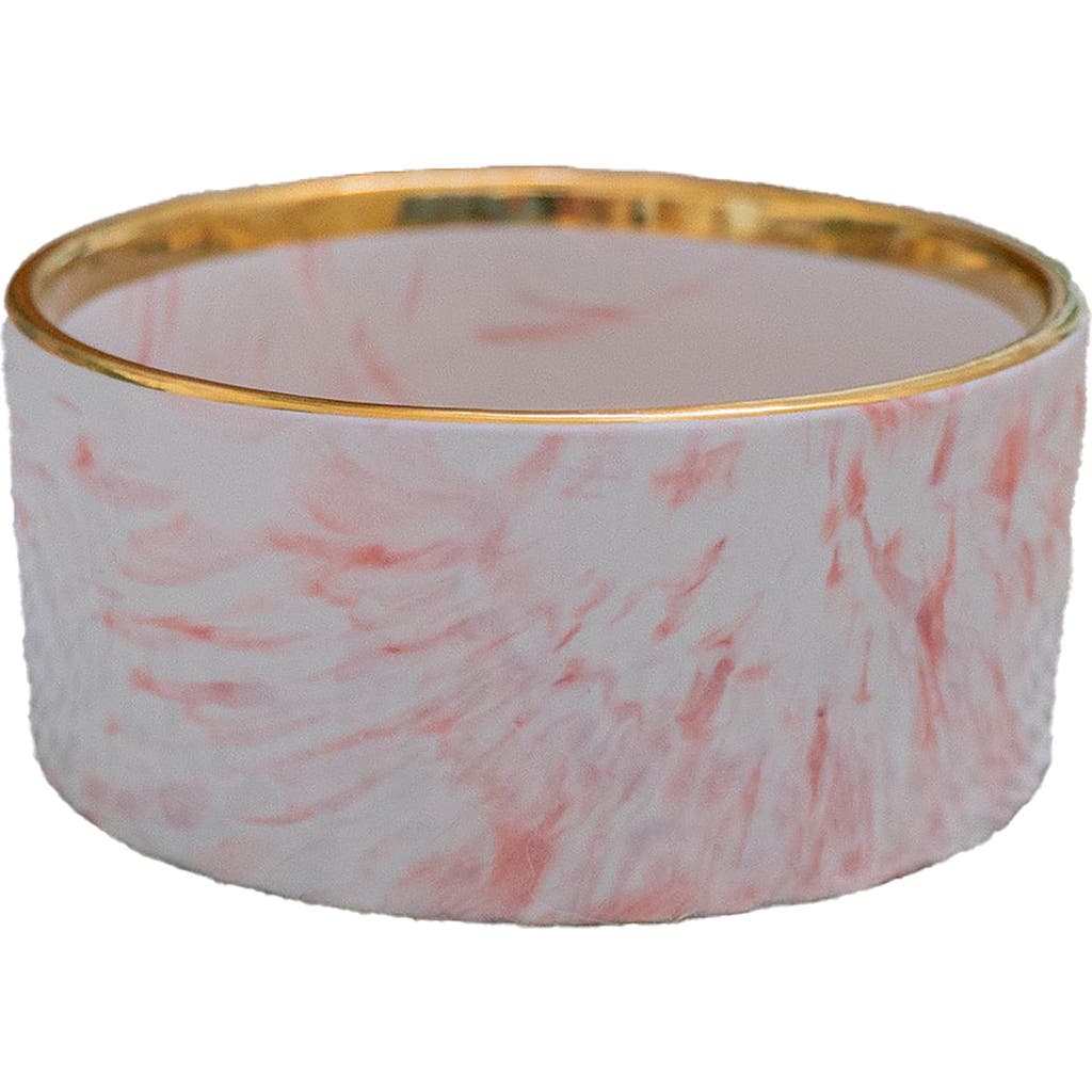 Dexypaws Marble Dog Bowl Blush Pink & Gold Accent in Multicolored  product