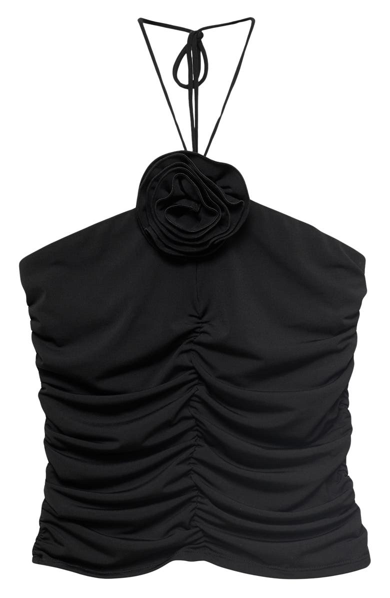 MANGO Rosette Ruched Halter Top, Alternate, color,